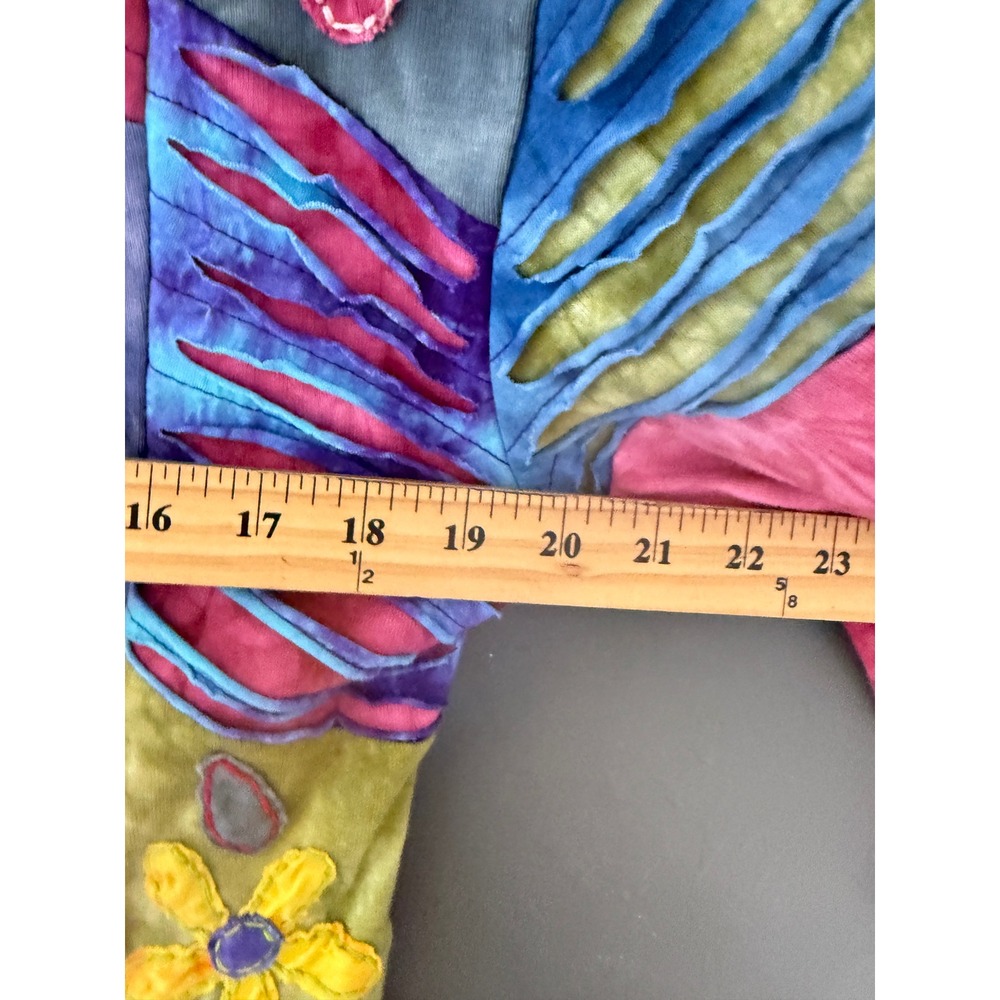 India Boutique Womens Patchwork Tie Dye Floral Boho Hippie Zip Up Hoodie Rainbow - Picture 6 of 7